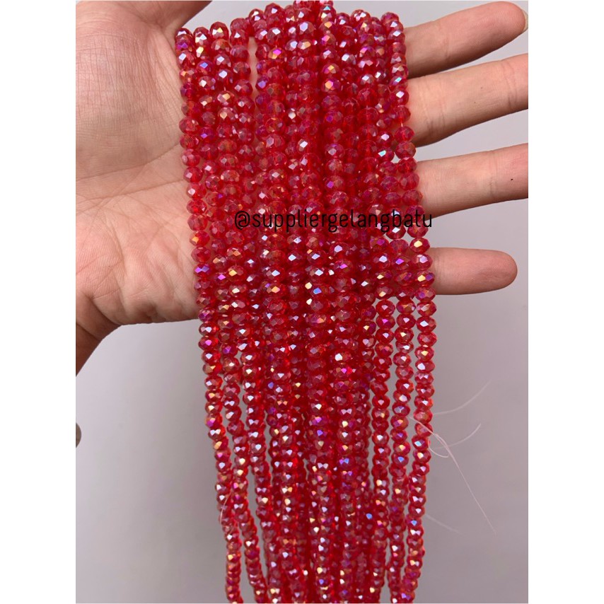 Crystal Ceko Doff 6mm RED QUARTZ MERAH manik donat rondelle grosir