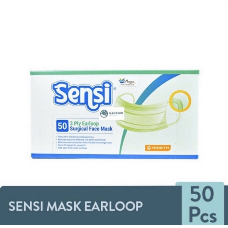 MASKER SENSI EARLOOP 50 SENSI MASK SURGICAL 3 PLY ISI 50 PCS