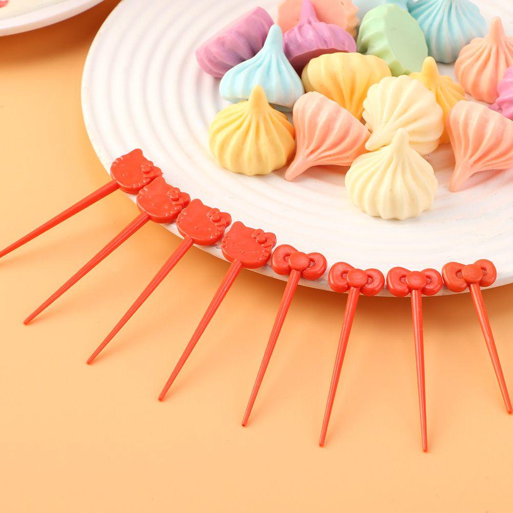 SOLIGHTER 8Pcs Cartoon Cat Food Picks Party Ornament Toothpicks Fruit Forks Lunches Decor Cute Kawaii Kids Gift Kitchen Accessories Bento Tools/Multicolor