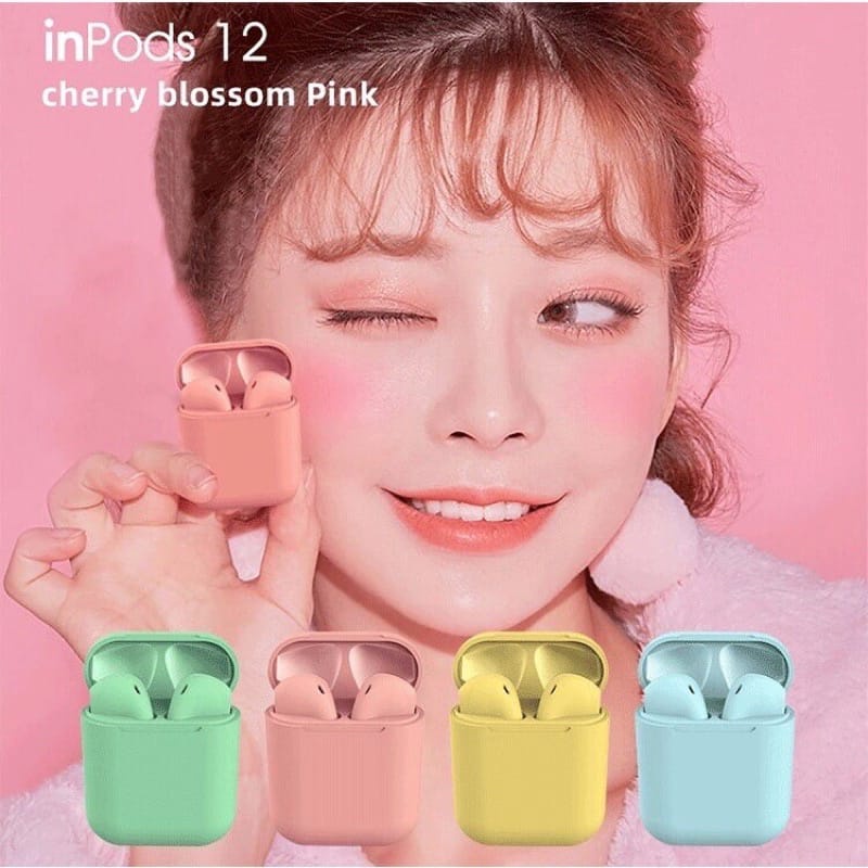 Headset Bluetooth i12 Macaron Earphone Bluetooth Wireless android iphone hedset i12