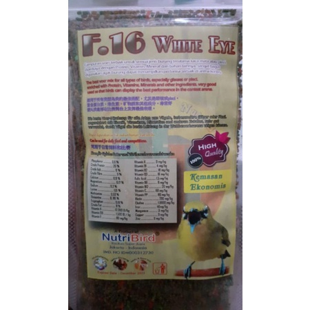 NutriBird F.16 WHITE EYE 100gr