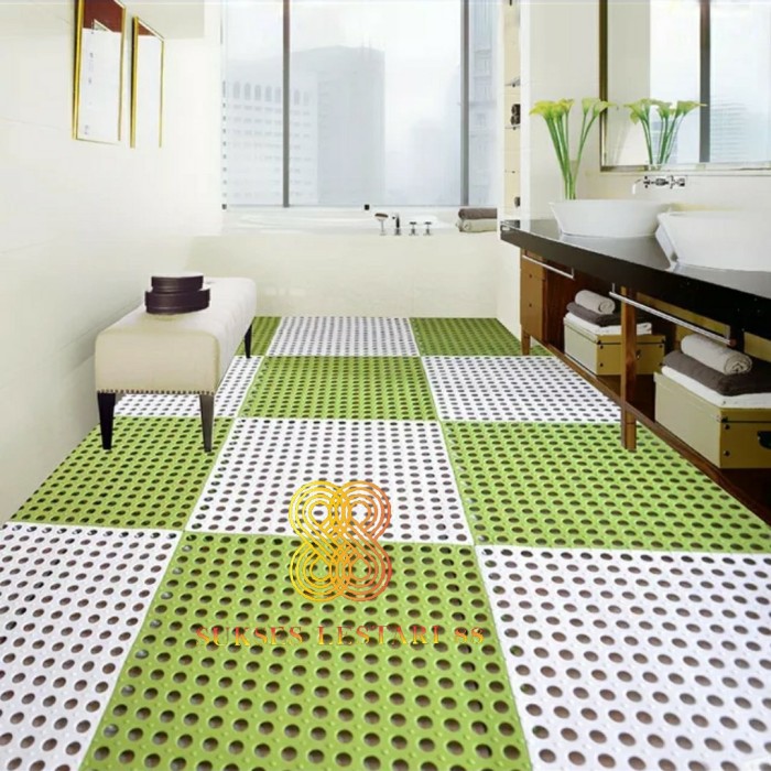 Karpet Anti Slip PVC Alas Kamar Mandi Kolam Renang Polkadot 30 x 30