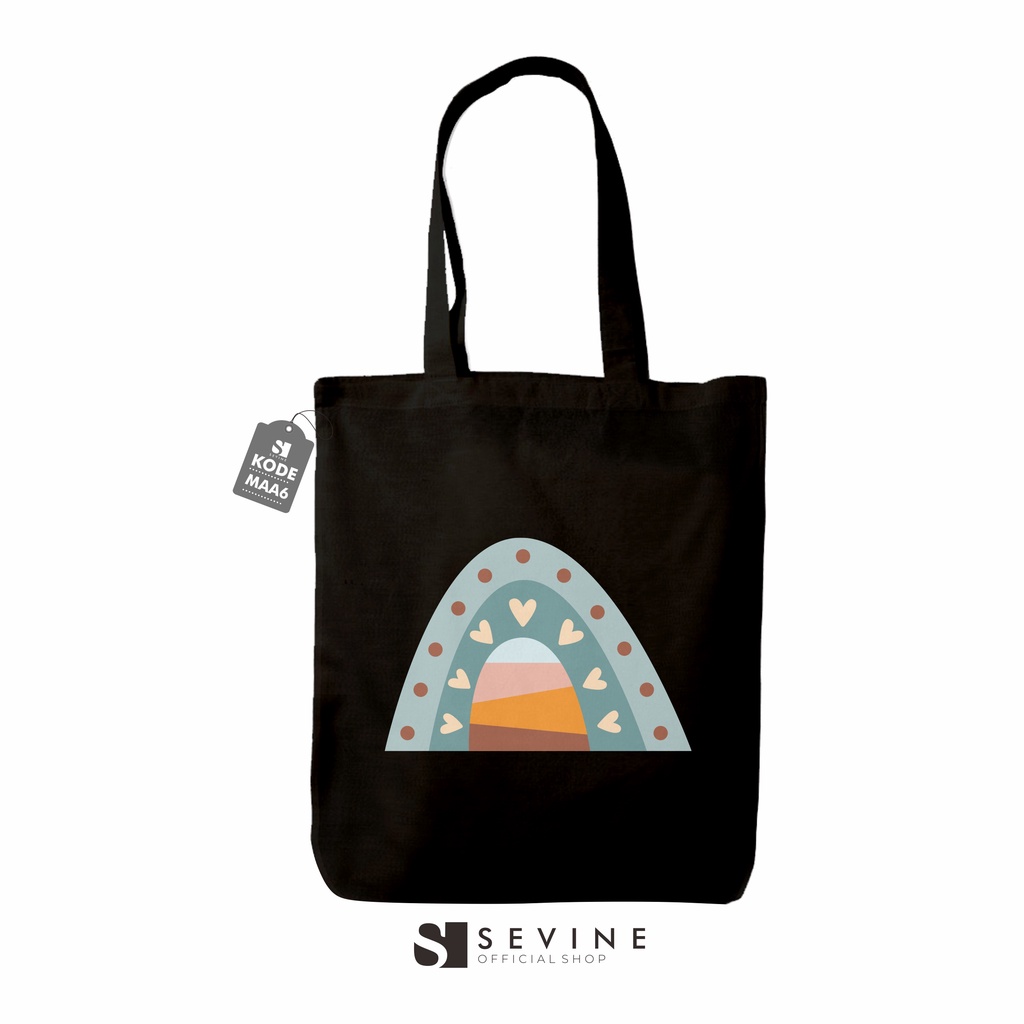 Sevine Totebag Wanita Fashion Tas Tote Bag Resleting Laptop Motif Flower Plant Nordic Art Black Series - MAA6