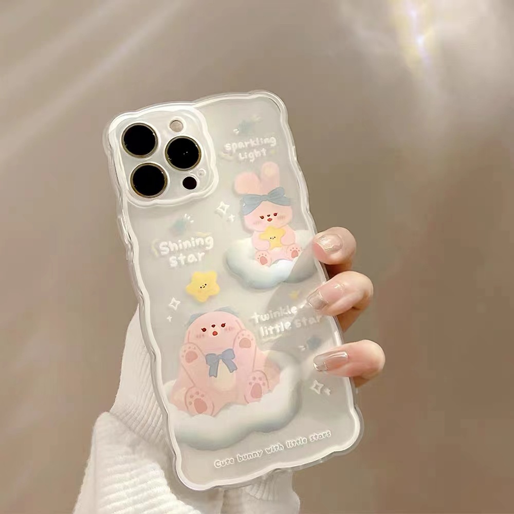 Soft Case Silikon TPU Transparan Motif Kelinci Untuk IPhone 13 12 Mini 11 10 Pro XS Max X XR 8 7 6 6S Plus SE 2020