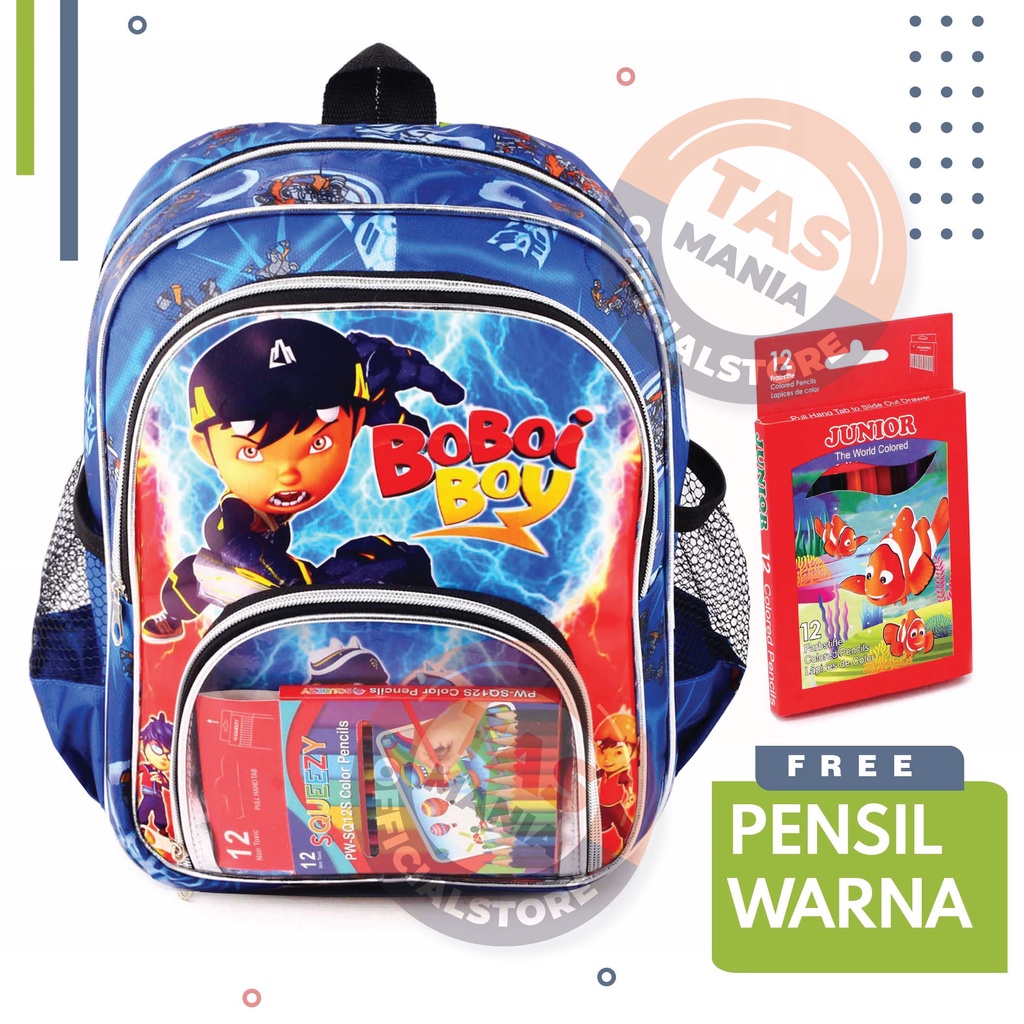 Tas Anak Laki Laki Karakter / HULK Spiderman Boboiboy Avangers - CLEARLY BACKPACK + PENSIL WARNA