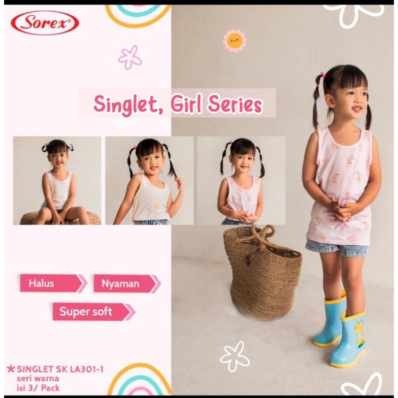 Singlet atasan motif anak cewek 4-10 tahun Sorex LA 301