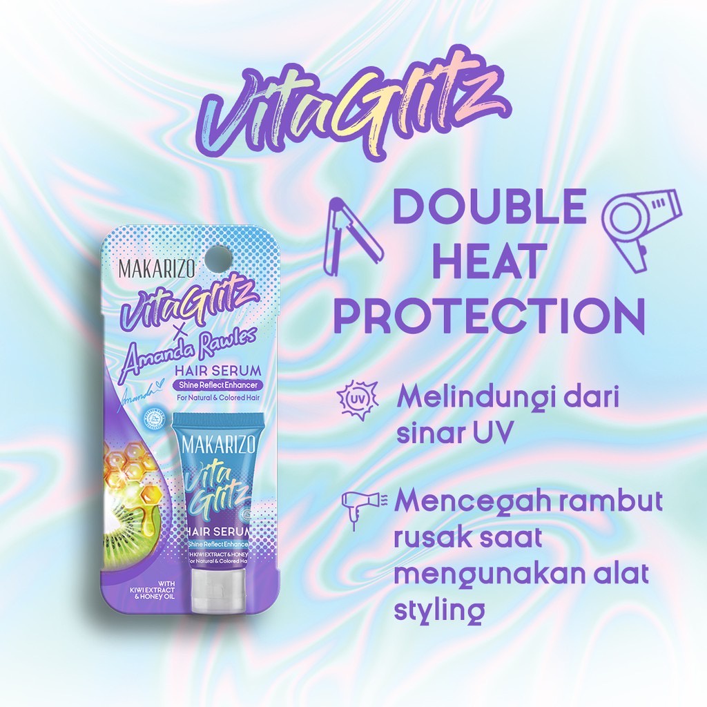 MAKARIZO VitaGlitz Hair Serum Indonesia / Serum Rambut Tube 8ml / Strength Booster Revitalizing Care Shine Reflect Enhancer / Treatment Perawatan Vitamin Creambath Rebonding Scentsations Parfum / Energy Fibertherapy Shampoo Advisor Profesional / Paket Set