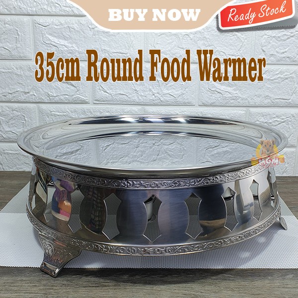 PREMIUM Round Food Wamer 35cm Stainless Steel with Stand and burner