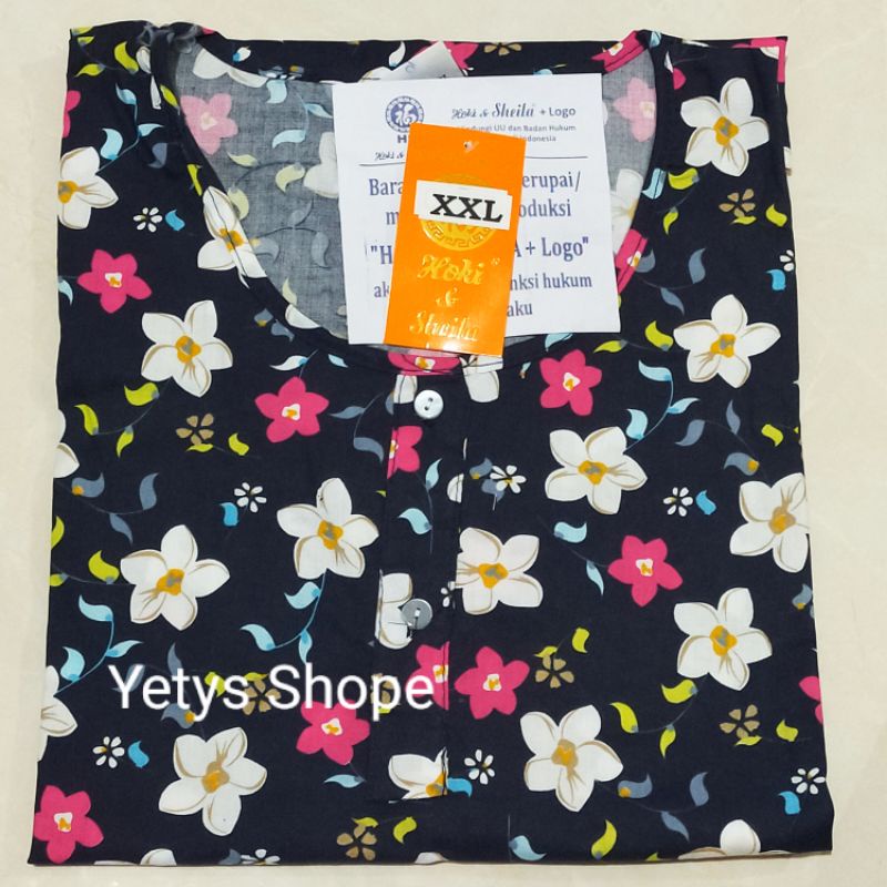 Hoki&Sheila Jumbo LD120 C3/4 Baju Tidur Piyama Fit XXL [Part 1]-Plumeria HS Navy