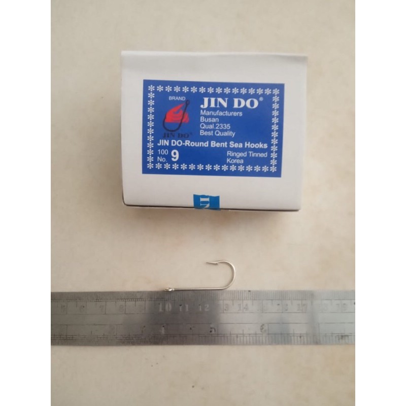 Mata Pancing Kail Hooks Jin Do Round Bent Sea Qual 2335 No 9 Made in Korea Ringed Tinned