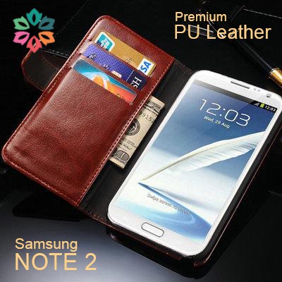 Wallet Case Hp Smartphone Samsung Note 2 N7100 Leather Flip Wallet Case