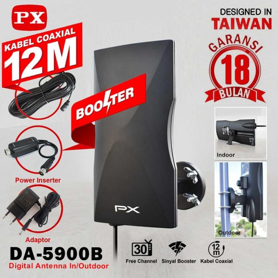 Antena Tv Digital PX DA 5900B +Kabel 12 meter &amp; Booster Indoor Outdoor