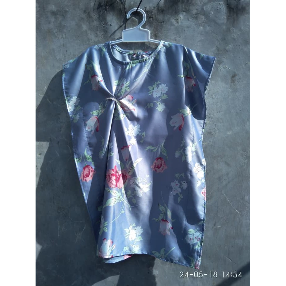 SALE Kaftan anak satin maxmara motif bunga - Cokelat Tua- S B0095