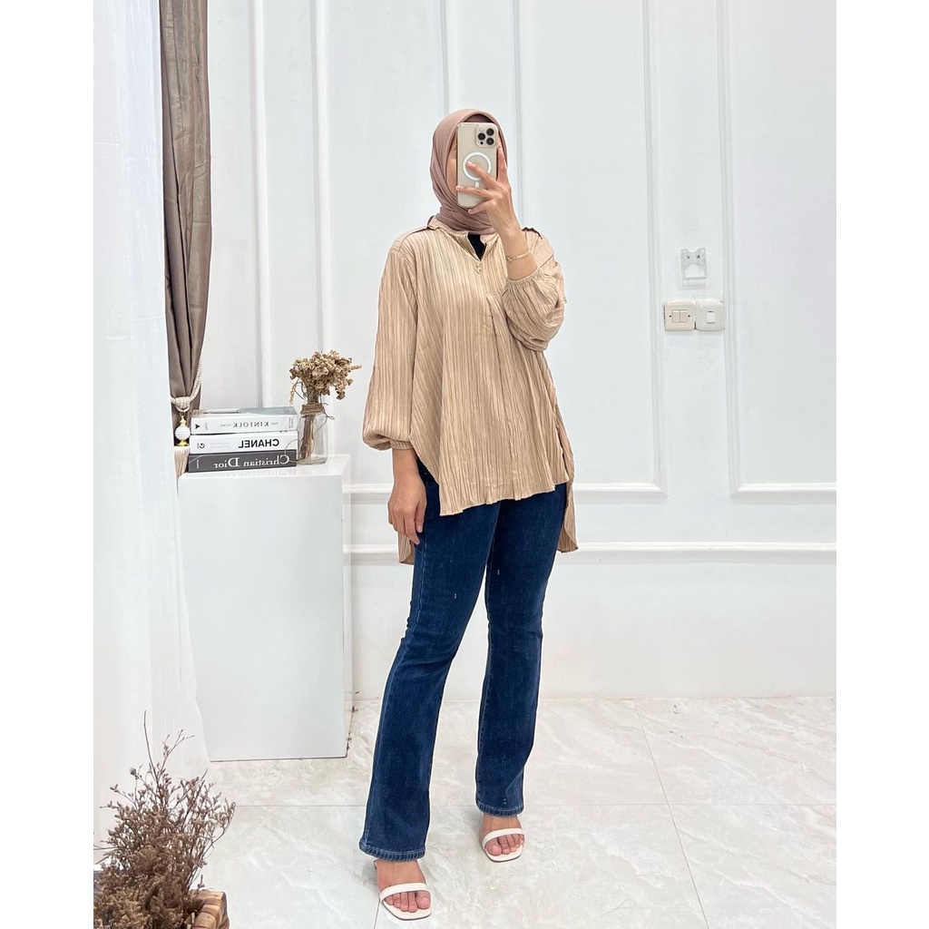 Mitty Blouse Kemeja Atasan Wanita Mala Blouse Oversize M L XL