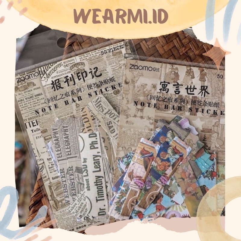 

50 pcs / pack Sticker Washi Motif Aesthetic Scrapbook Bujo Jurnal DIY