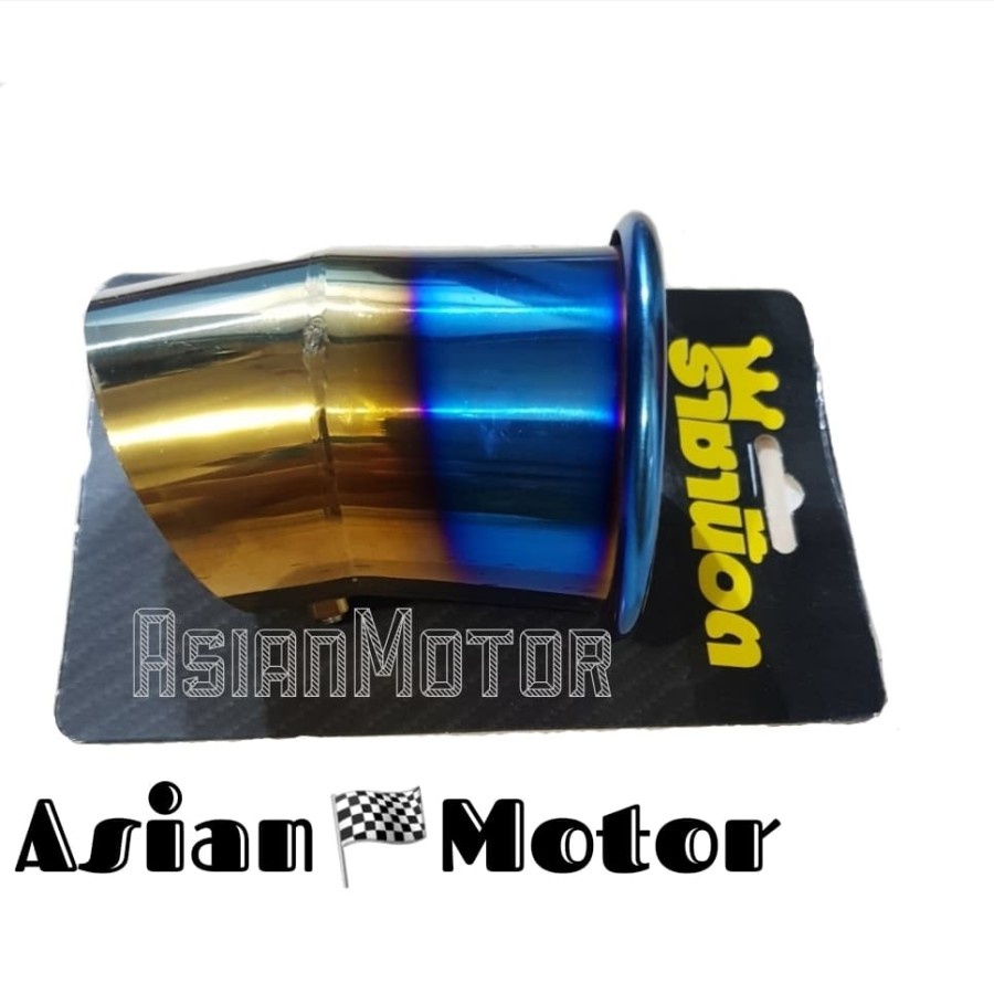 Corong Knalpot Kenalpot Thailand Two Tone 2Tone Corong Knalpot Kenalpot Bakaran Blue Gold Biru Emas Aksesoris Sparepart Motor Universal