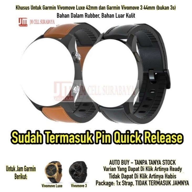 Tali Strap Garmin Vivomove 3 44mm / Luxe 42mm - Hybrid Rubber Leather