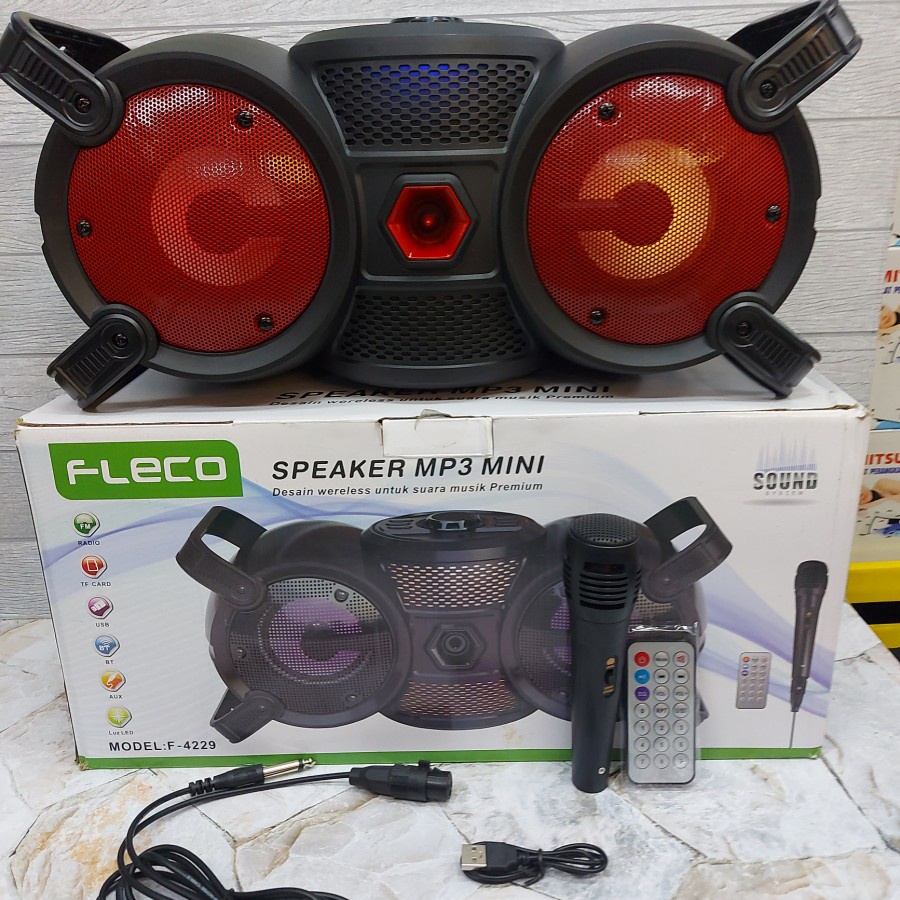 Promo Terbaru!!! Speaker Bluetooth Karaoke Fleco F-4229 Free Microphone Dan bisa Digunakan Dengan 2 Mic Sekaligus Extra Bass Berkualitas