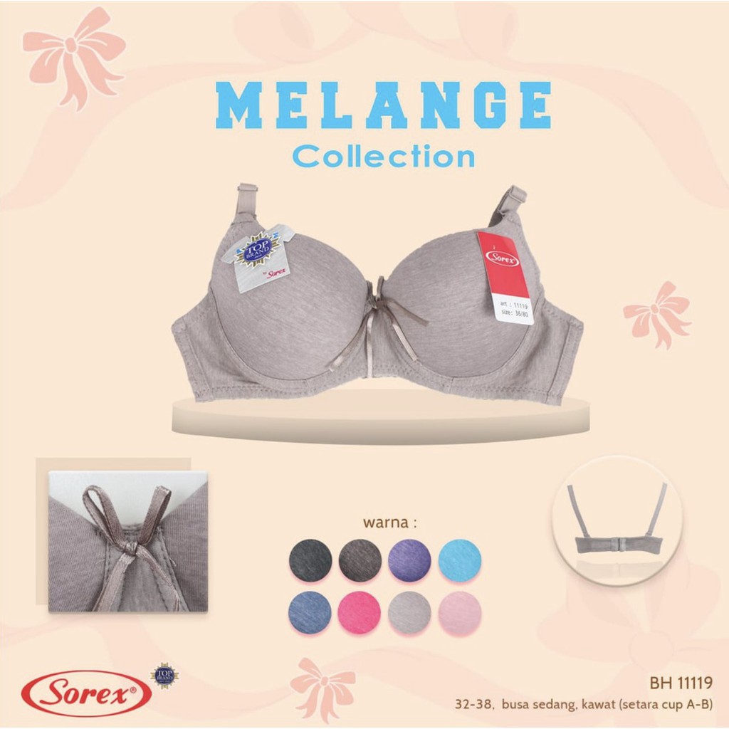 BRA / BH SOREX 11119 Polos 3/4 cup Busa Dengan Kawat Wanita BK Kait 2 3/4