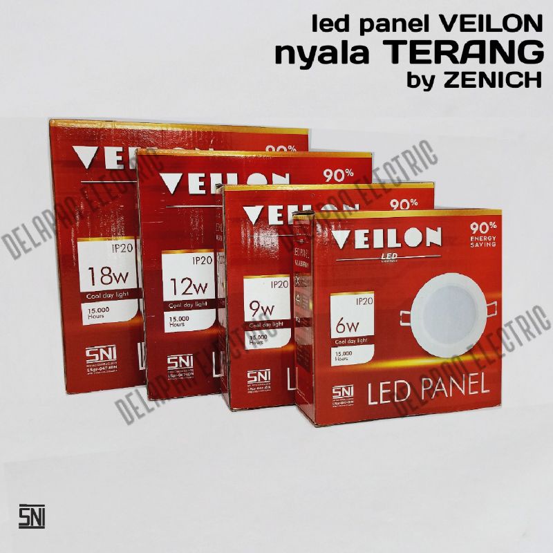 LED Panel inbow merek VEILON by Zenich 6 W - 18 W nyala PUTIH TERANG