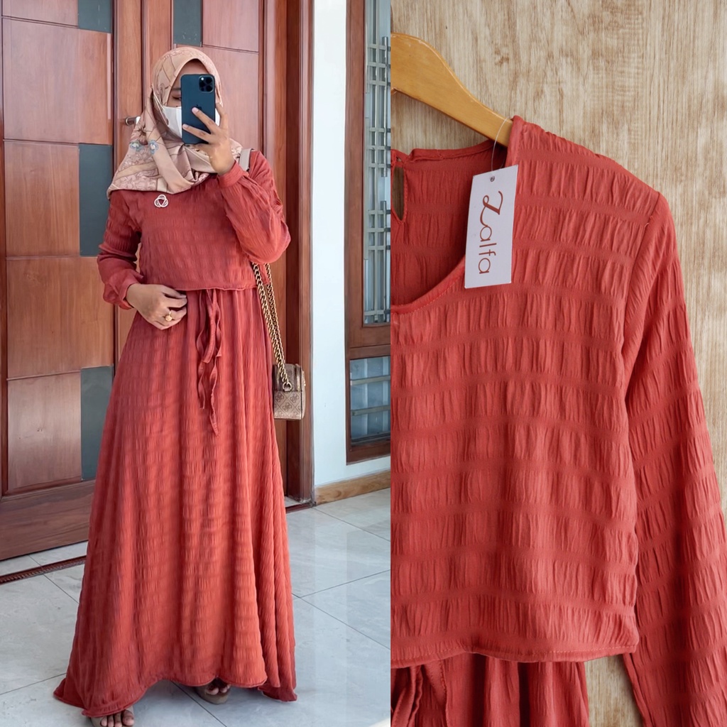 AYASHA dress by ZALFA OUTFIT / dress polos / dress crincle / gamis polos