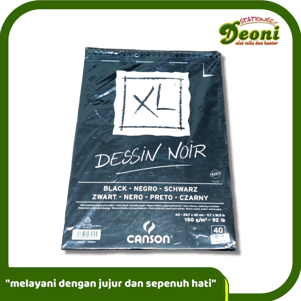 

CANSON XL Dessin Noir Black A3 150 gsm 40 Lembar - Kertas Gambar Hitam
