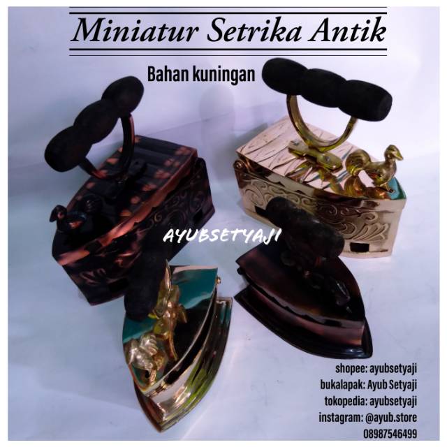Miniatur Setrika antik Kuningan Seterika Setrika kecil Besar miniatur hiasan lemari aksesoris setrik