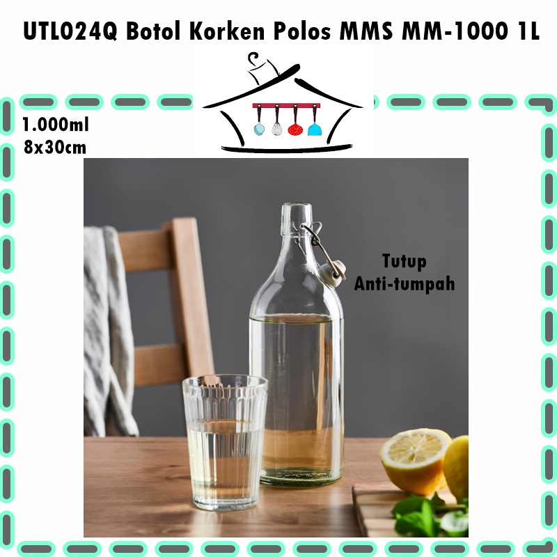 Botol Korken/Pitcher/Botol Minyak MMS Houseware  1L Bulat Polos/Bulat Salur/Segi Salur