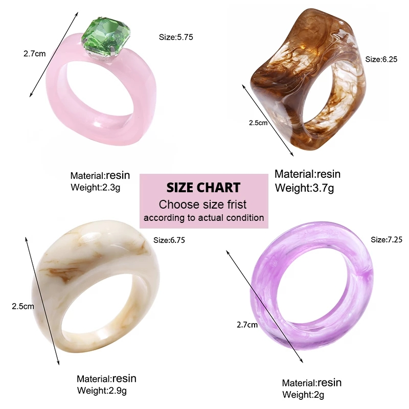 8pcs / Set Cincin Resin Hias Berlian Warna-Warni Gaya Retro Korea Untuk Wanita