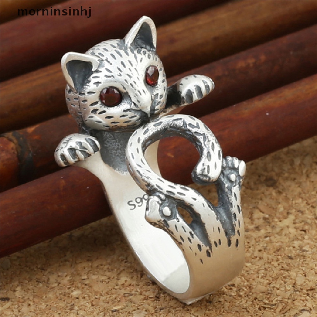 Mornin Cincin Terbuka Adjustable Model Kucing Boho Vintage Untuk Wanita