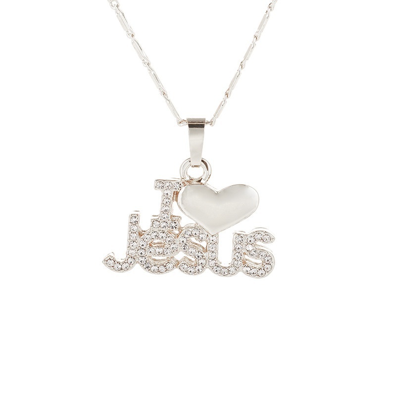 Women Fashion I LOVE JESUS Pendant Necklace