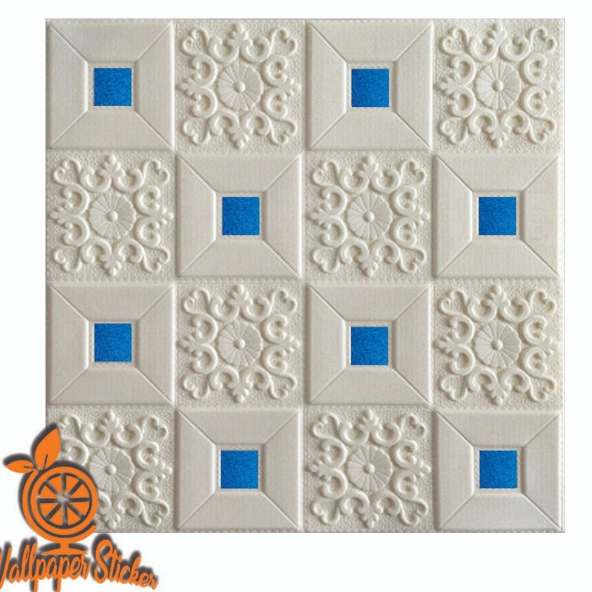 Foam Wallpaper Dinding 3D Foam Wallfoam 35cm X 70 cm Anti Air Dan Minyak Noda Gampang Di bersihkan High Quality-BTK009-BIRU-35X70