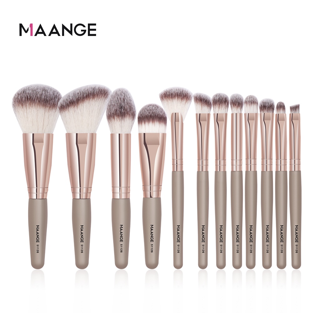 MAANGE 12Pcs Makeup Brushes Beginner Makeup Brush Set High Quality Super Soft Fluffy Nylon Brush