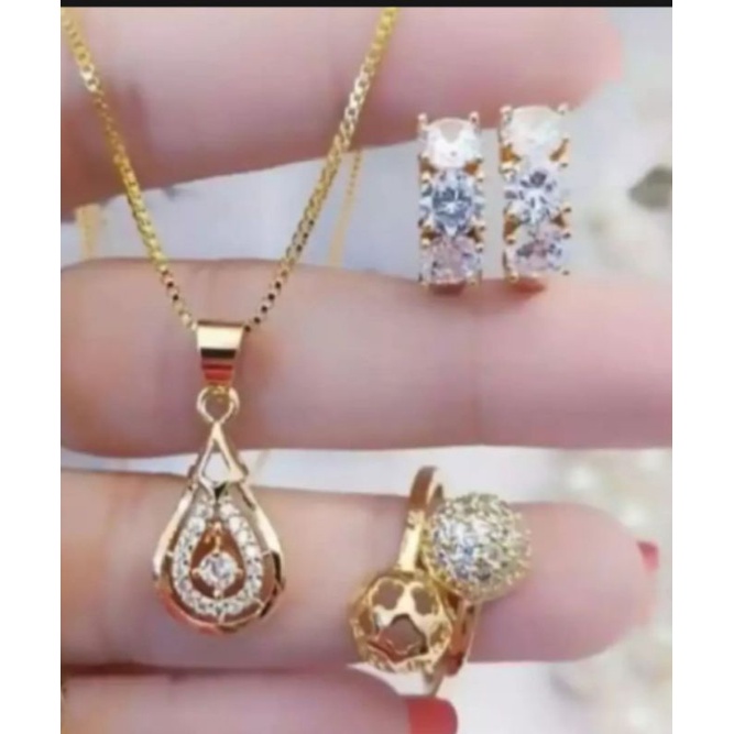 set perhiasan wanita dewasa, 0val, set perhiasan titanium asli anti luntur anti karat,1 set perhiasan lengkap kalung gelang cincin anting,perhiasan wanita import