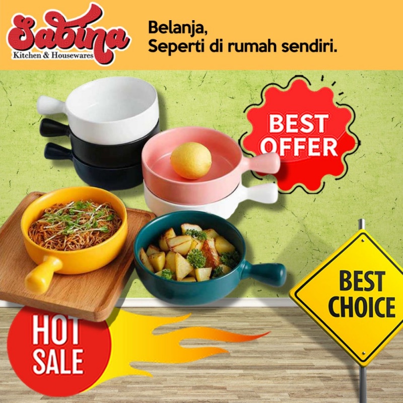 Mangkok Keramik Unik Minimalis Bowl Nordic Style With Handle 550ml