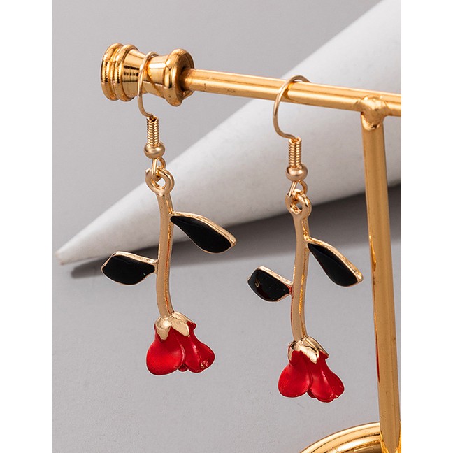 LRC Anting Gantung Fashion Red Rose Alloy Drip Earrings P75590