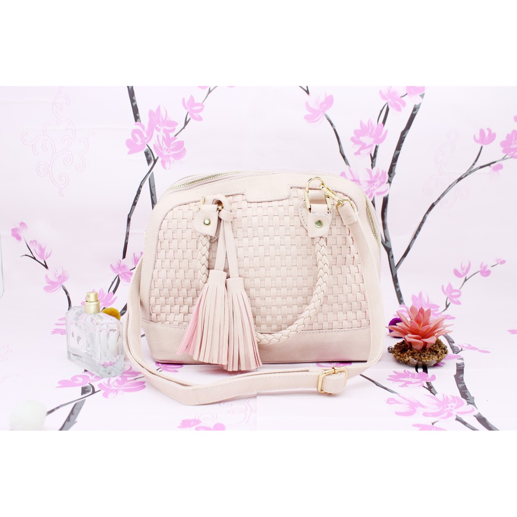 [HOT] #6378 Tas jinjing wanita hand bag cewe populer sedang trend model anyaman tali tambang