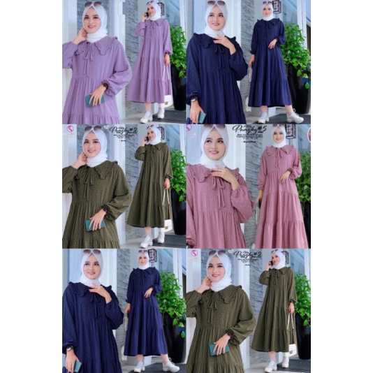 Ready Ya Ka Zamira Ainaya MIDI Dress Bahan Crinkcle airflow Rubi Premium Busui