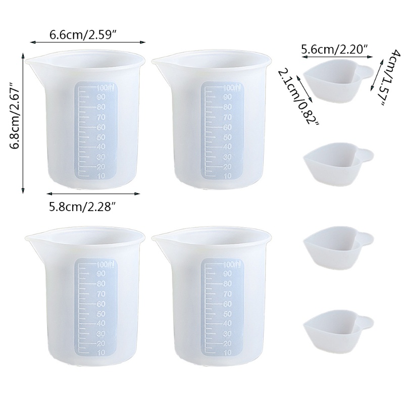 SIY  8 Pcs Silicone Measuring Cups Mixing Cup Resin Glue Tools Set UV Epoxy DIY Crafts Jewelry Casting Tools Kit