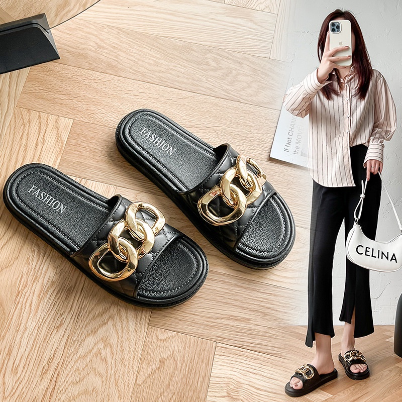 Grosir - S982 Sandal Kokop Rantai / Sandal Slop Cewek / Sandal Model Rantai Bulat / Sandal Fashion Wanita