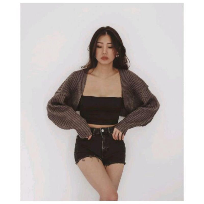 CARDIGAN BOLERO CROP / OUTWEAR KNIT PREMIUM / LIAM OVERSIZE CROP CARDIGAN