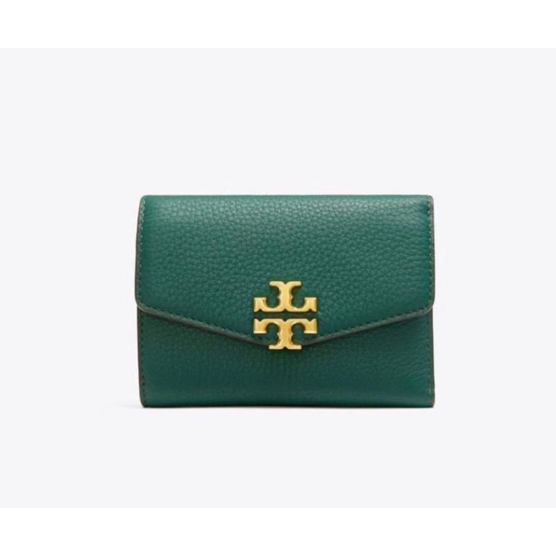 Tory Burch Kira Mixed - Materials Medium Flap Wallet Green