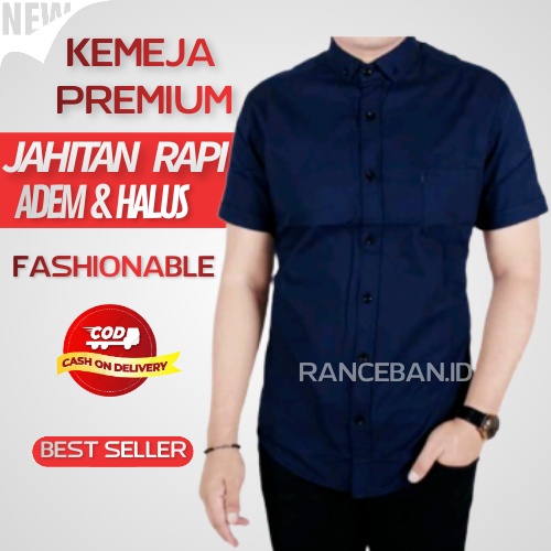 Kemeja Pria Lengan Pendek Hem Pria Cowok Lengan Pendek Kemeja Polos Pria Baju Hem Navy Biru Dongker