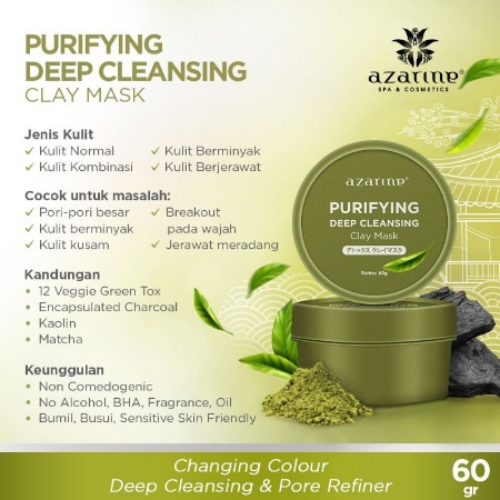 ⭐ BAGUS ⭐ AZARINE PURIFYING DEEP CLEANSING CLAY MASK 60gr | Masker Wajah