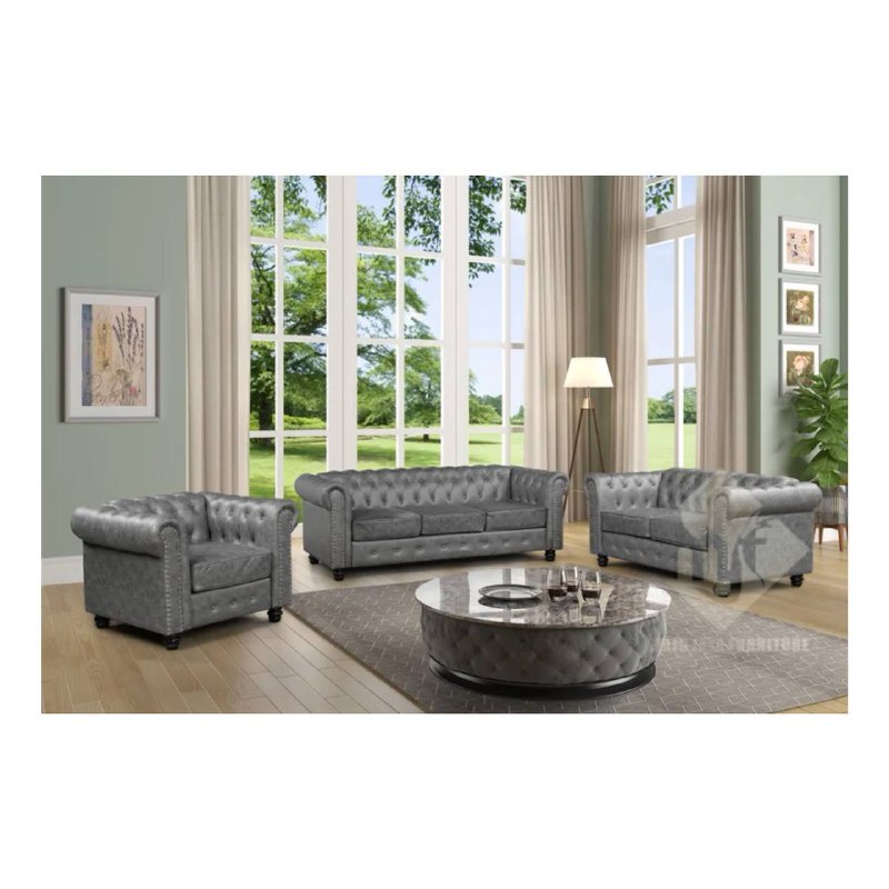 sofa chesterfield minimalis - set sofa chesterfield kulit sintetis 321