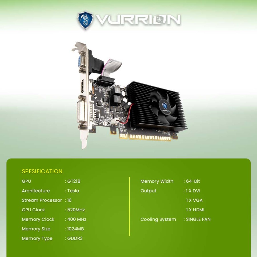 VGA NVIDIA VURRION GT 210 / GT210 LP 1GB DDR3 64-BIT