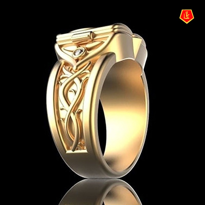 [Ready Stock]Hip Hop Punk 18K Gold Men's Ring Creative