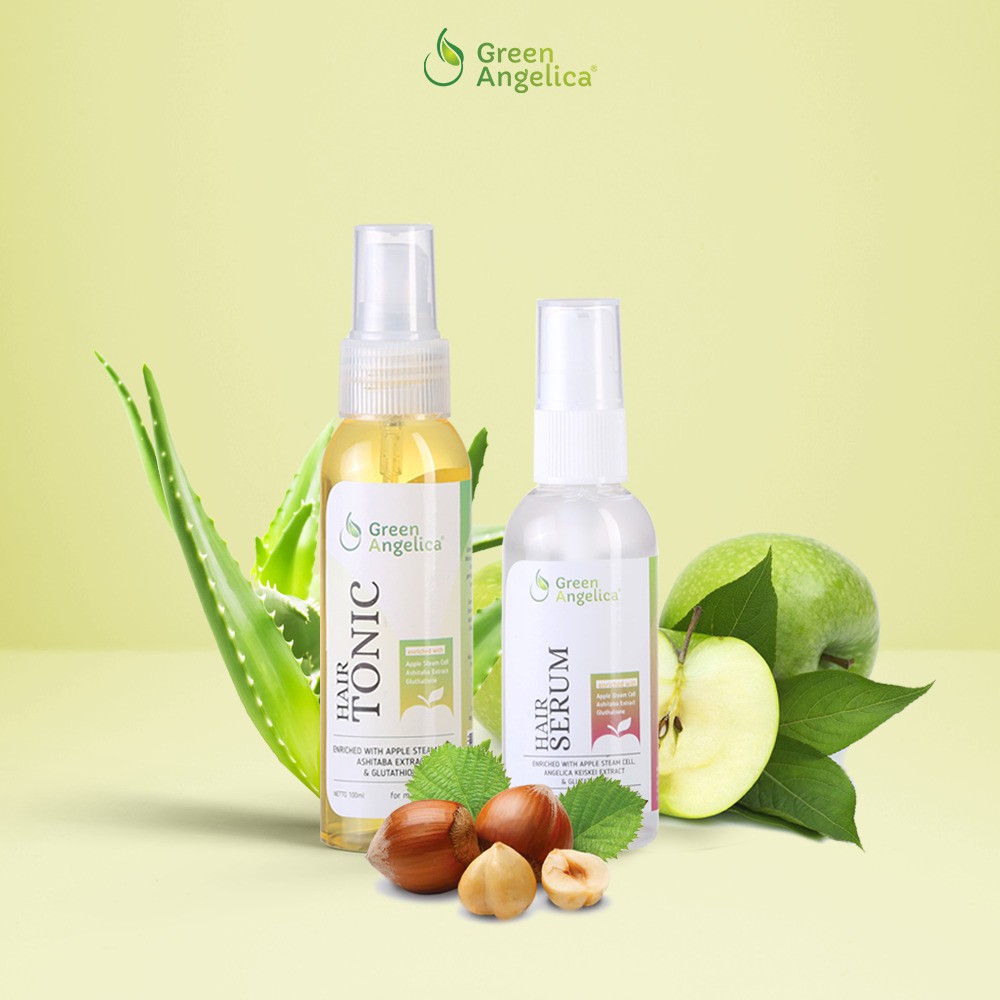 Paket Penyubur Rambut Green Angelica COMBO 1 (Hairtonic + Hair Serum) Perawatan Rambut Rontok