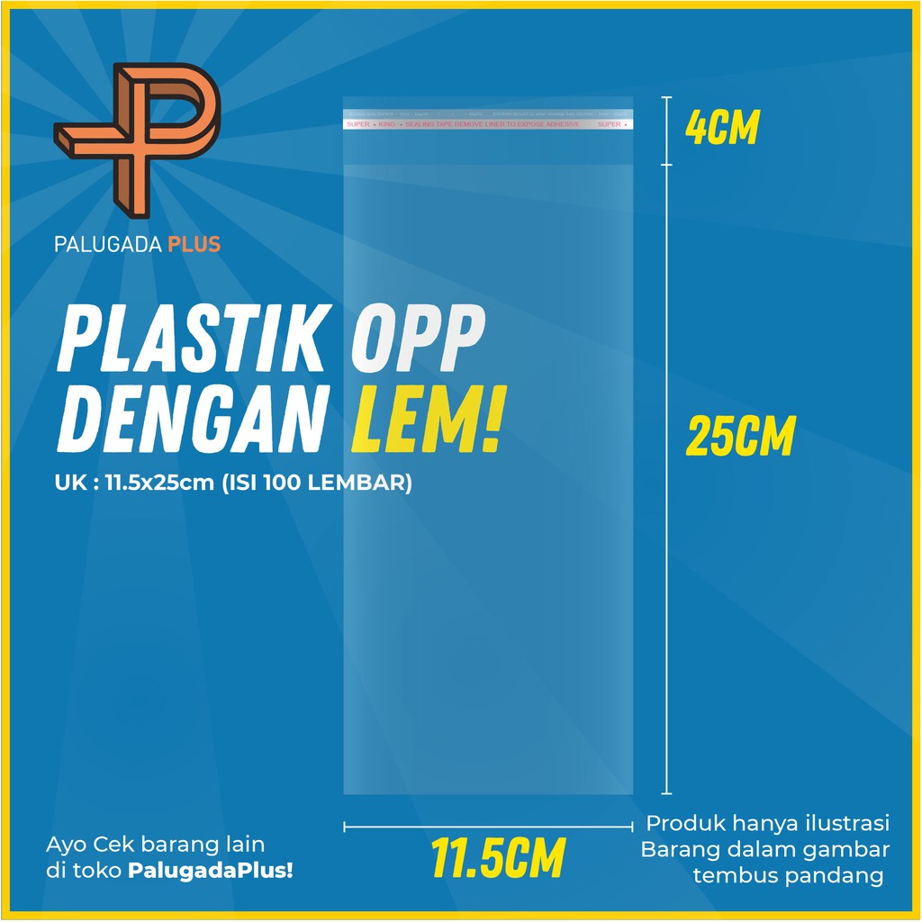 

PLASTIK OPP LEM UK 11.5x25cm +4cm (LEM) 1pack isi 100