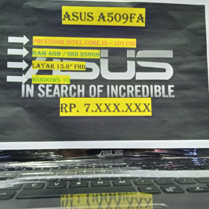 ASUS A509FA I3 10110U 4GB SSD 256GB
